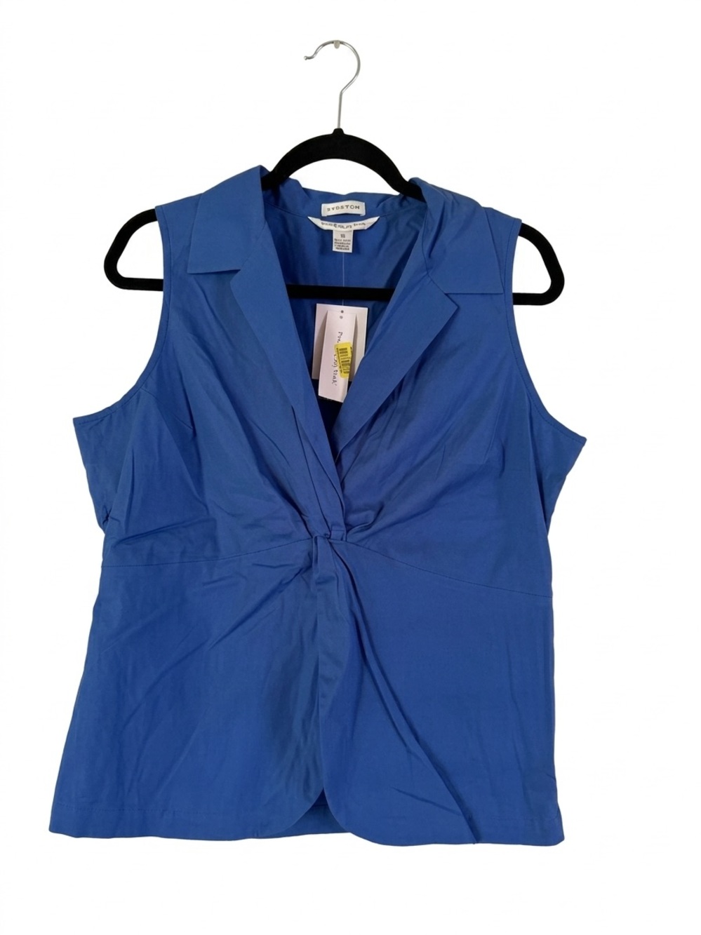 Preston & York Women’s Twist Front Sleeveless Top Cobalt Blue V-Neck Size 16